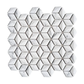 Arabescato 3d Rhomboid - glass tile